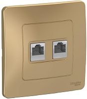 Розетка компьютерная с рамкой Systeme Electric Blanca 2-м. RJ45+RJ45 5e титан картинка